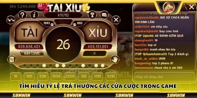 Tìm hiểu tỷ lệ trả thưởng các cửa cược trong game